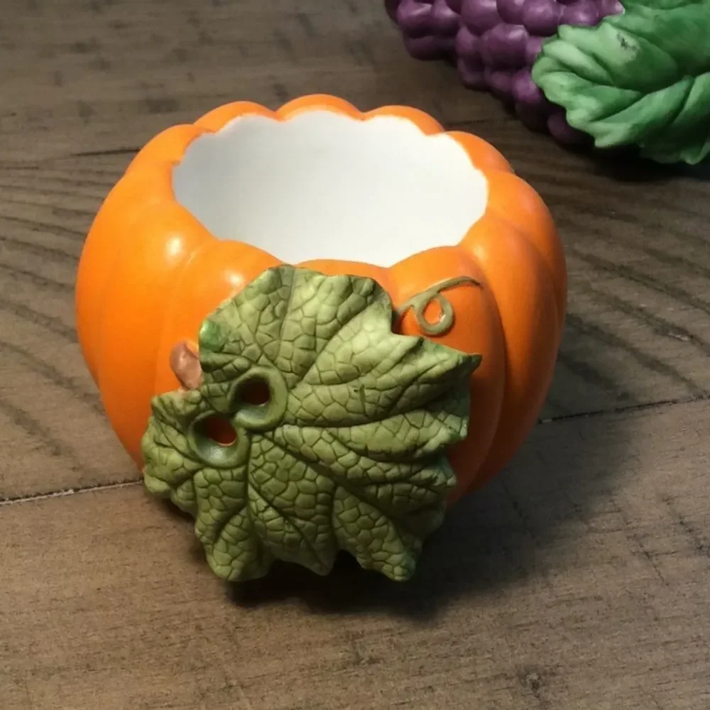 6 Cornucopia tea candleholders grapes 🍇 pear 🍐pumpkin 🎃 peach 🍑 squash &plum - Picture 5 of 16